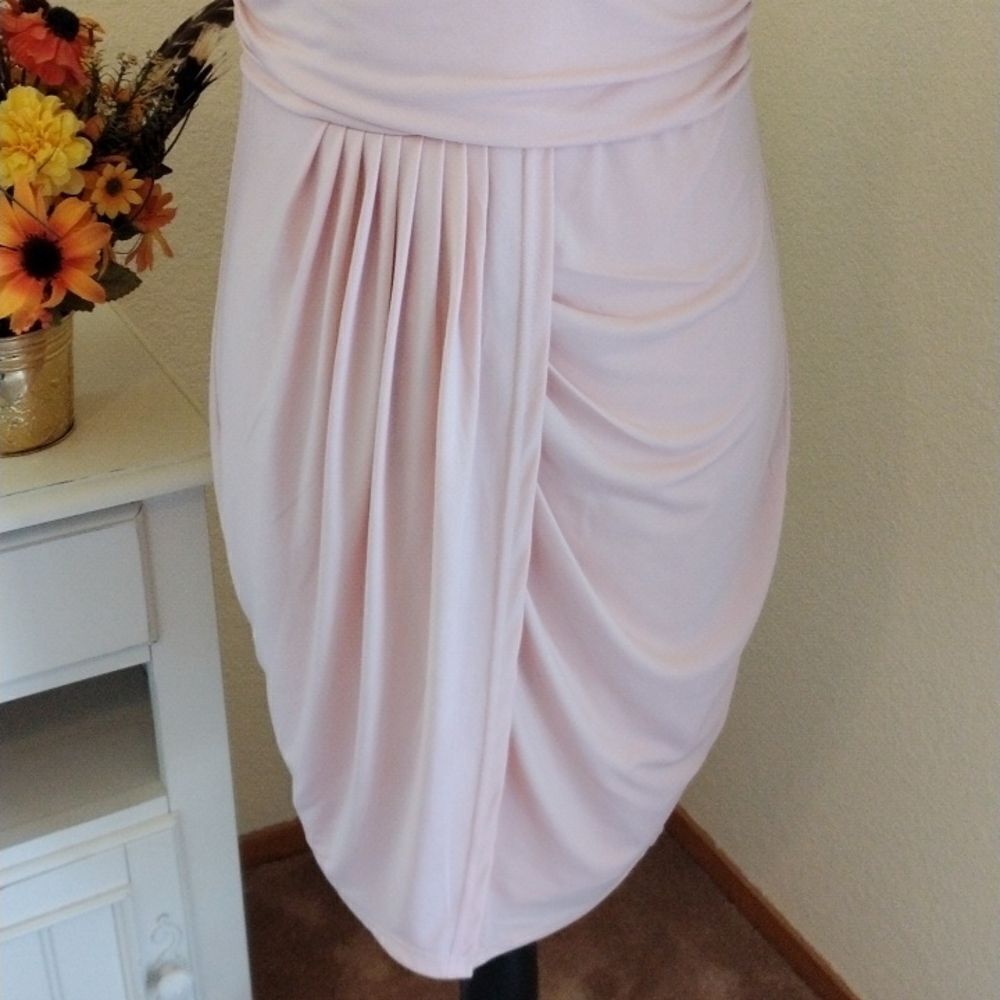 Elegant Pink Draped Women's Dress - Picture 3 of 9